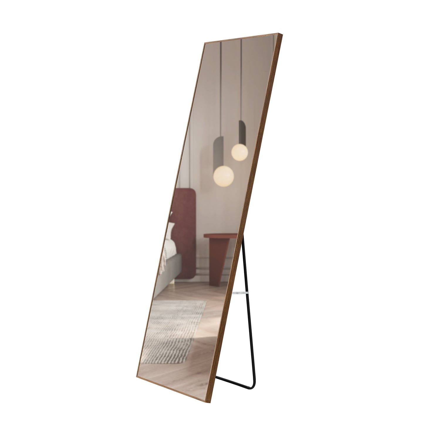 60x17 Brown Solid Wood Frame Full-length Mirror, Dressing Mirror, Bedroom Home Porch - Korvel