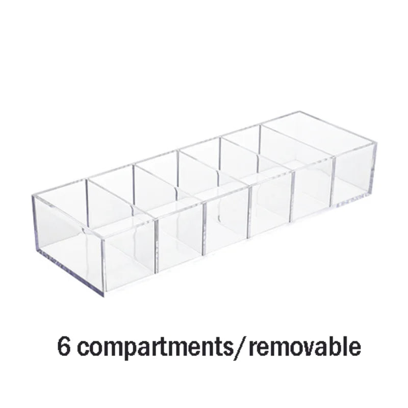 Household Transparent Divided Cosmetic Storage Box Sorting and Detachable Plastic Desktop Storage Box - Korvel