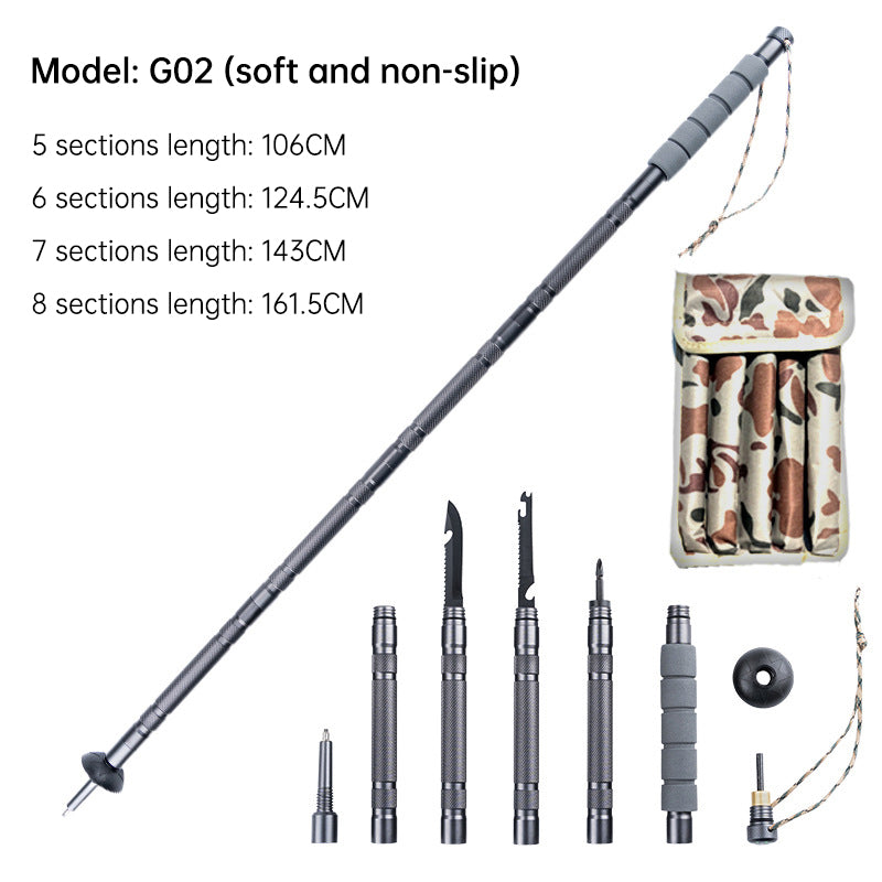 Folding telescopic outdoor hiking tactical self-defense stick Walking stick - Korvel