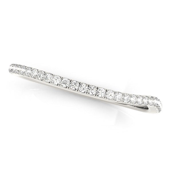 14k White Gold Slim Curved Diamond Wedding Ring