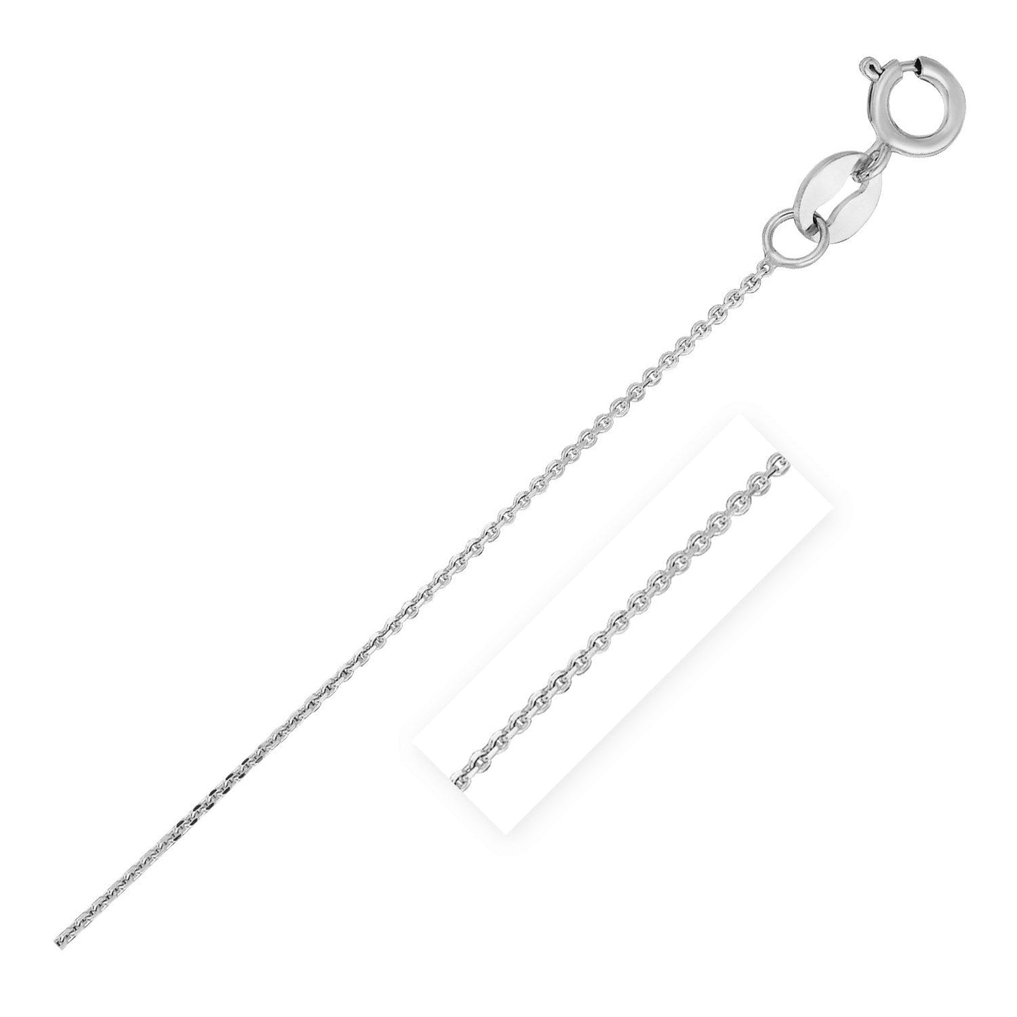14k White Gold Diamond Cut Cable Link Chain - 0.7mm