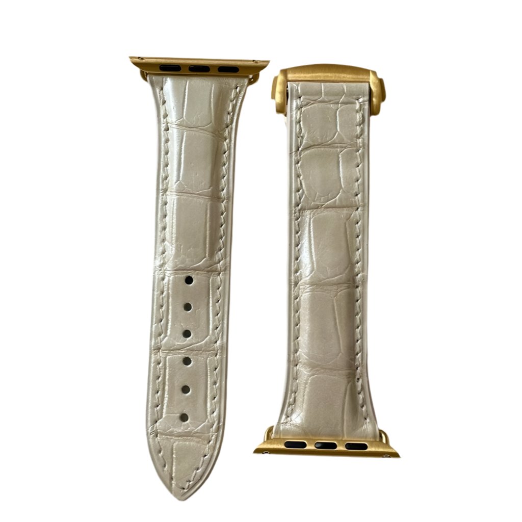Correa para Apple Watch de Cocodrilo Perla Blanca