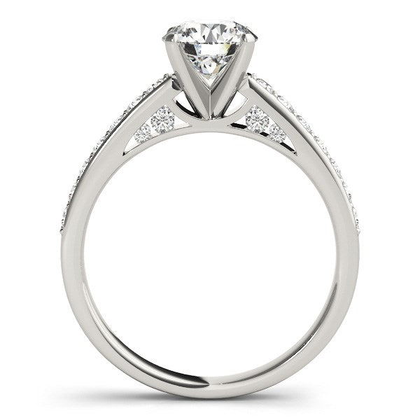 Anillo de Compromiso de Diamantes en Oro Blanco de 14k con Fijación de Garra en Fila Única