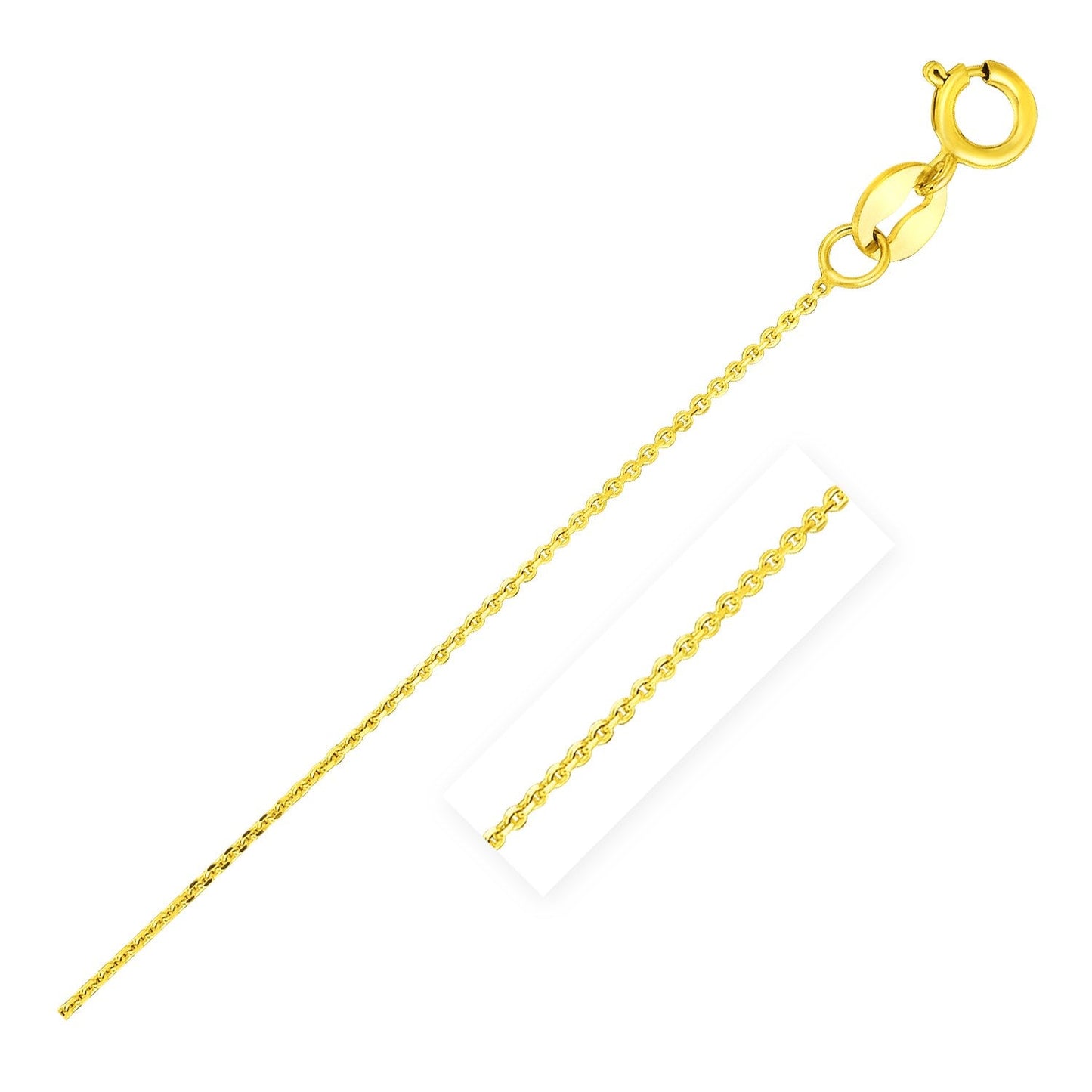 14k Yellow Gold Diamond Cut Cable Link Chain - 0.7mm