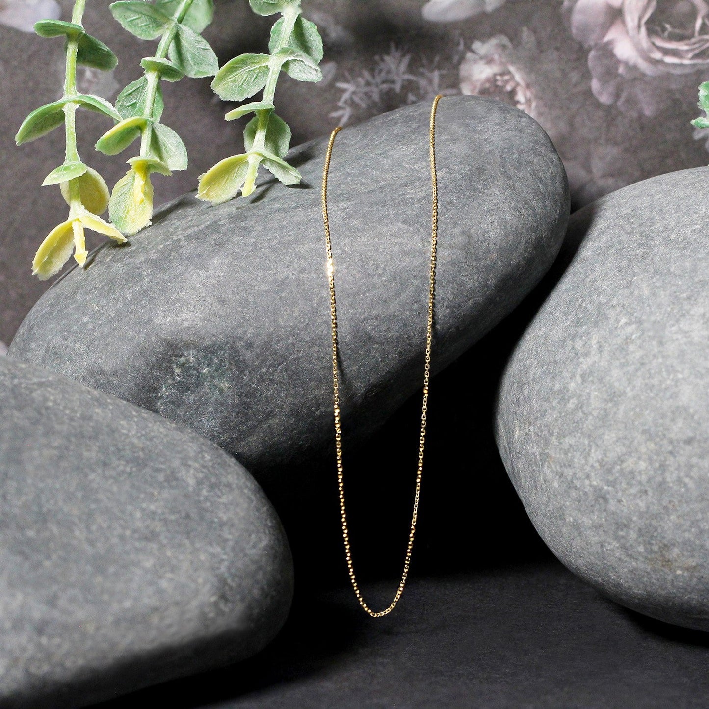 14k Yellow Gold Diamond Cut Cable Link Chain - 0.7mm
