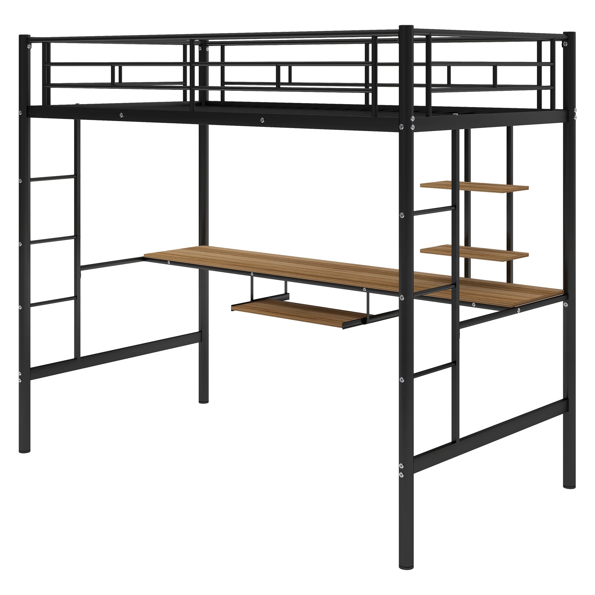 Loft Bed with Desk and Shelf   Space Saving Design Twin - Korvel