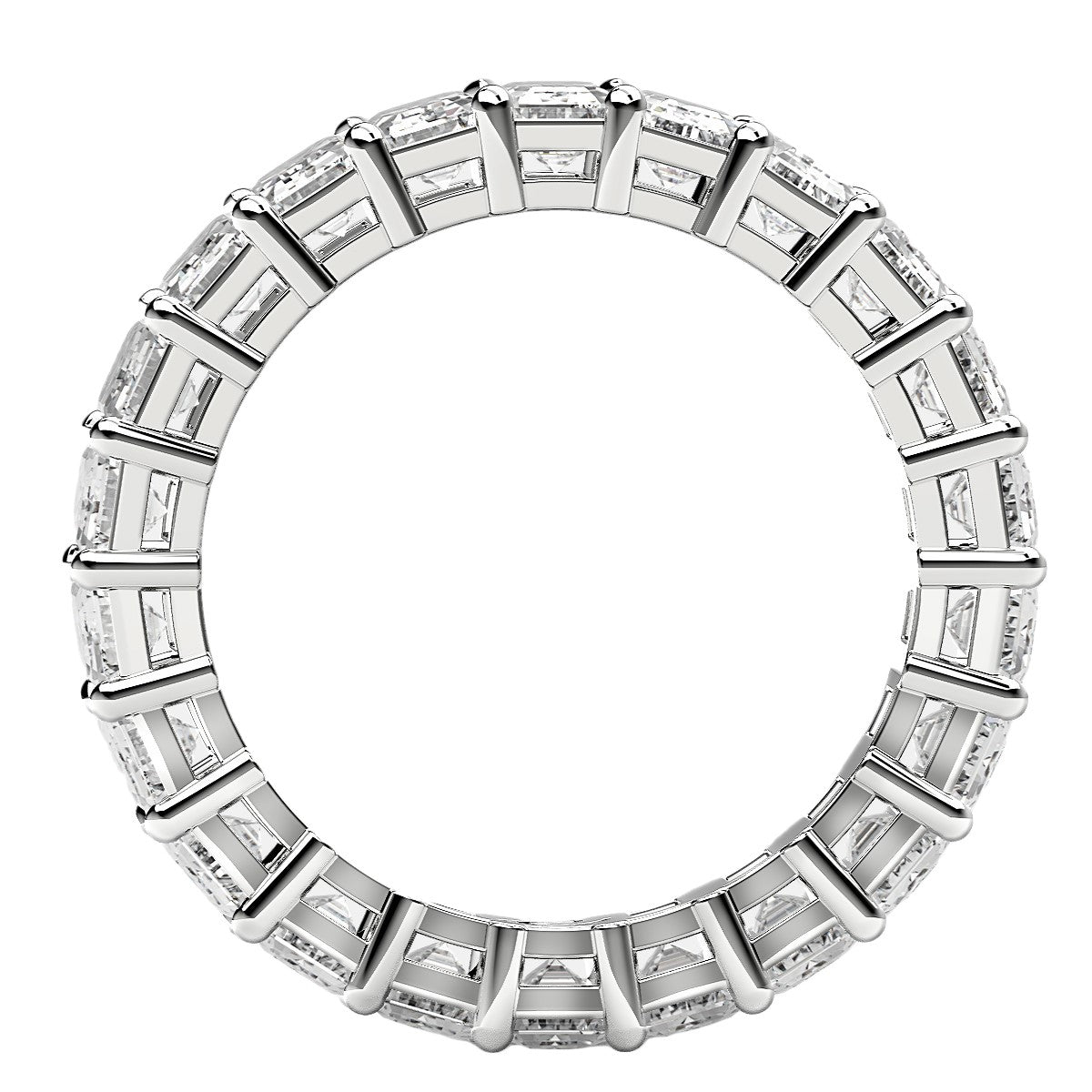 Bague Eternité en Diamant de Culture Lab en Taille Émeraude en Or Blanc 14k