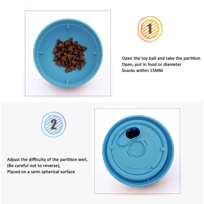 Pet Feeder Wobble Bowl Dog Food Dispensing Ball Chew-Resistant Intelligent Training Toy Cat and Dog Play Ball - Korvel