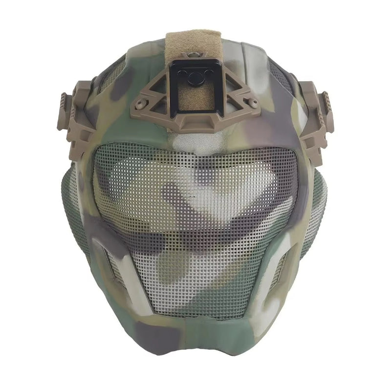 Lightweight EVA tactical helmet for hunting, airsoft, etc. Steel mesh mask included, good for cosplay. - Korvel