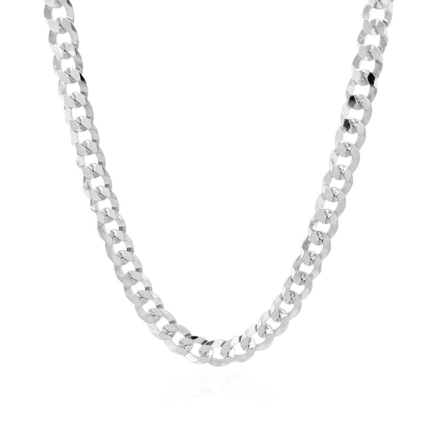 Collier en chaîne curb en argent sterling plaqué rhodium