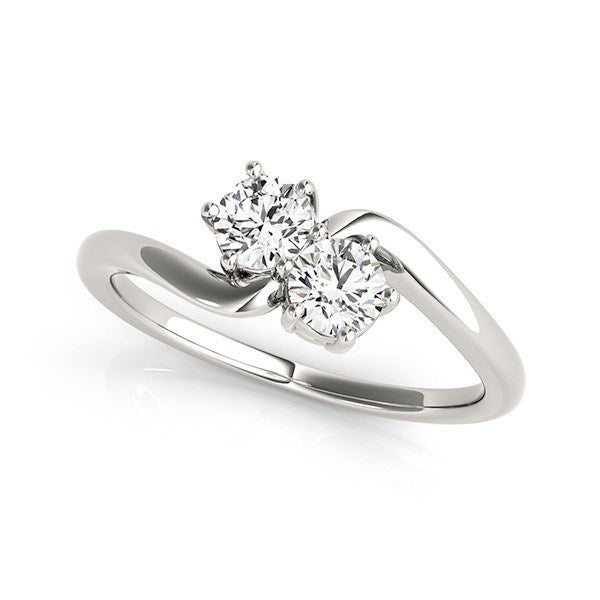 Bague en diamant à deux pierres élégante en or blanc 14 carats