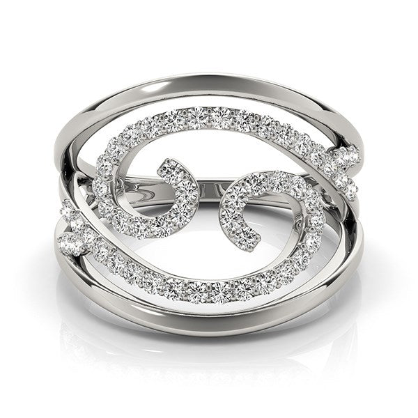 Swirl Design Diamond Ring in 14k White Gold