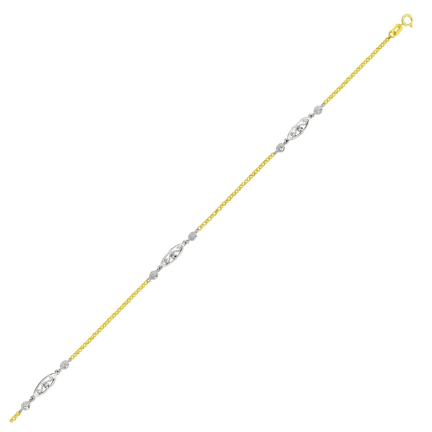 14k Two-Tone Gold Rope Design Anklet