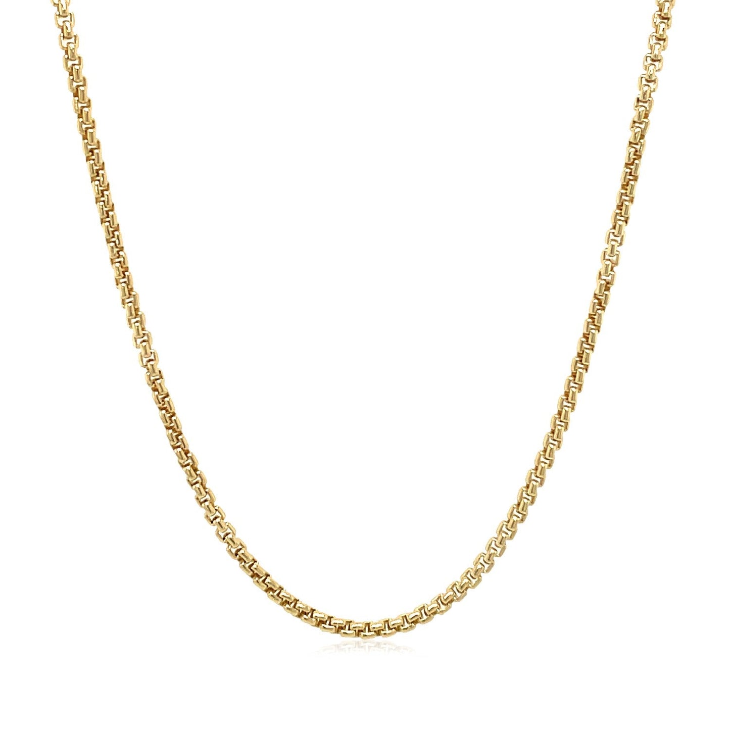 Cadena de Caja Redonda Sólida de Oro Amarillo de 14k - 1.6 mm