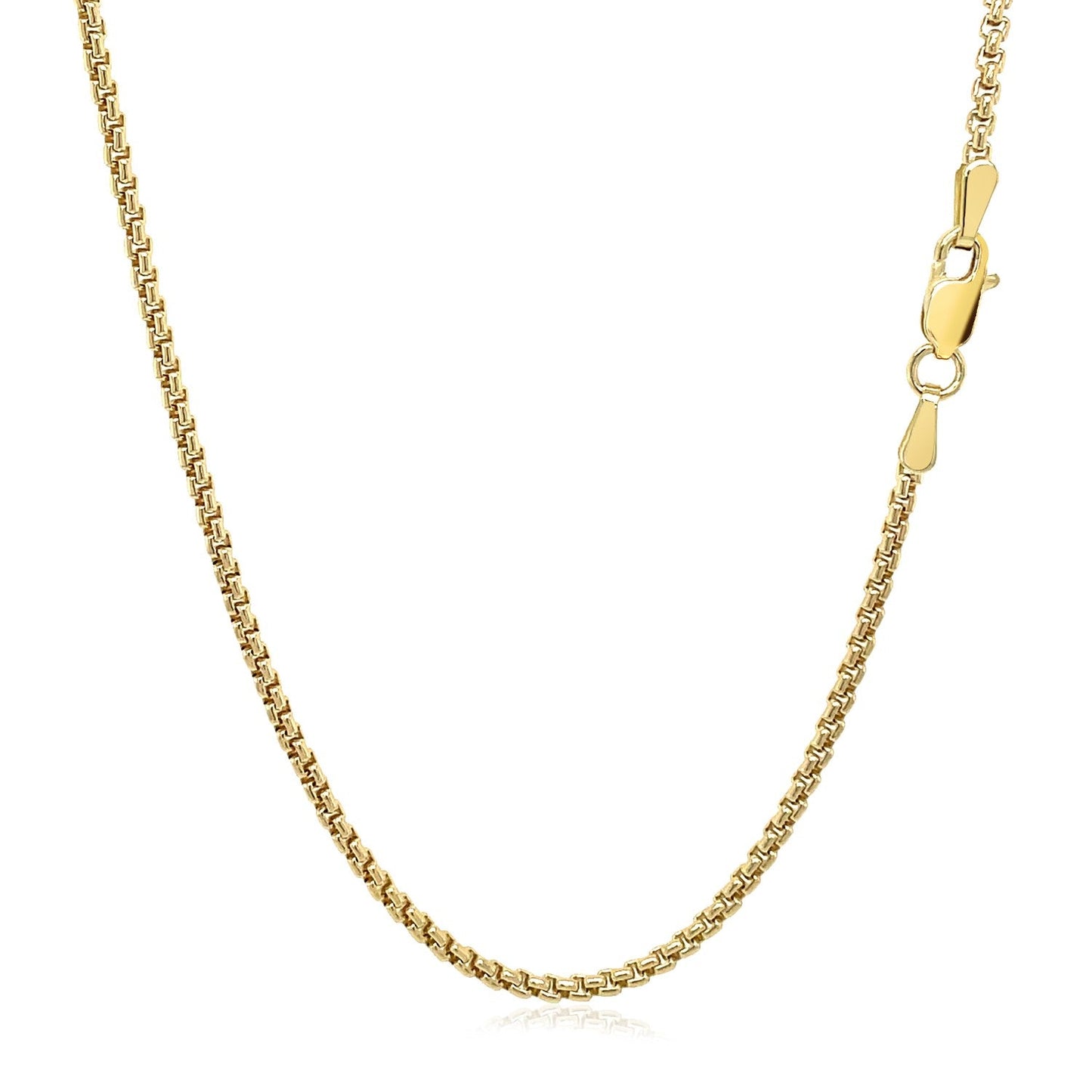Cadena de Caja Redonda Sólida de Oro Amarillo de 14k - 1.6 mm