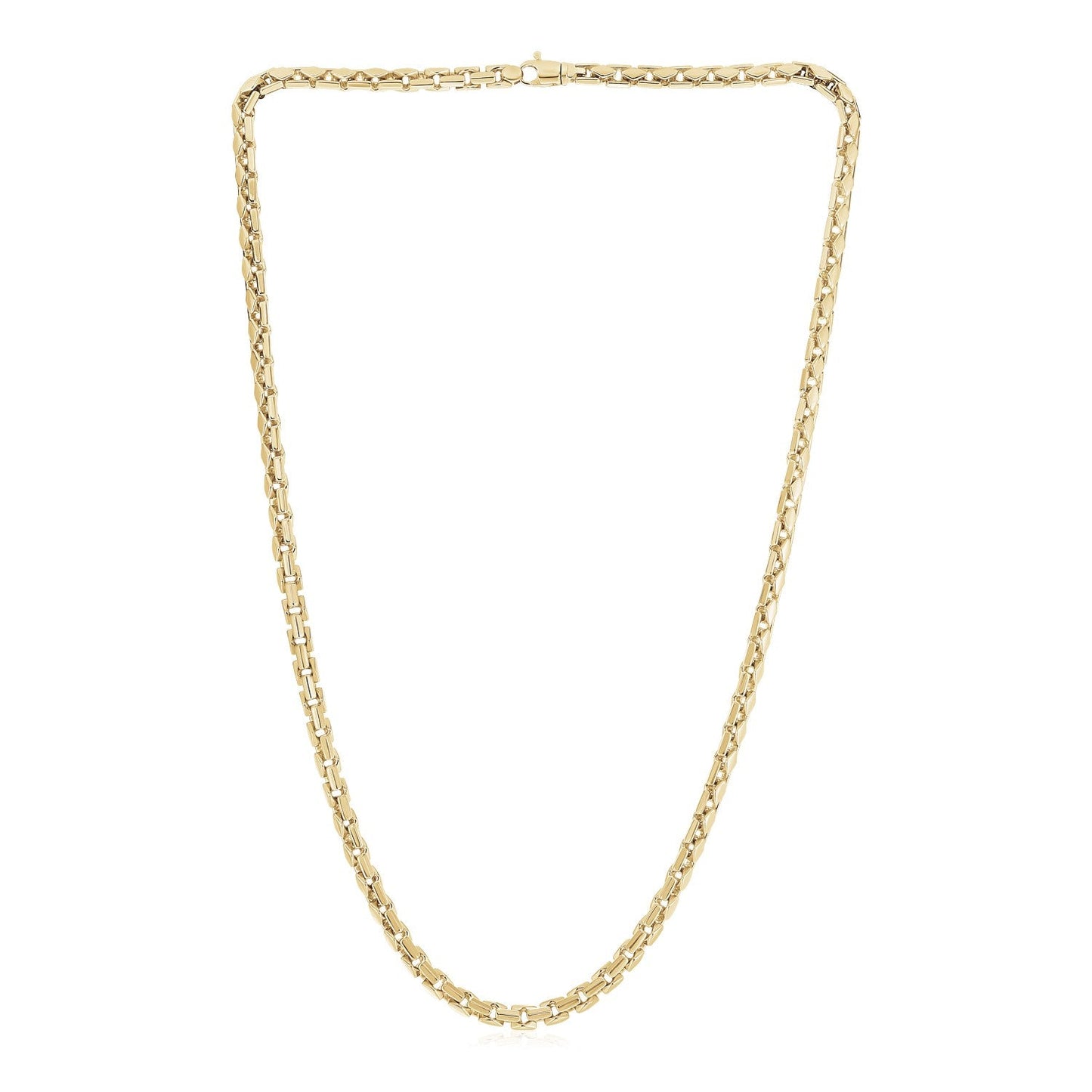 Collar de caja elegante para hombres en oro amarillo de 14k con alto pulido - 5.0mm