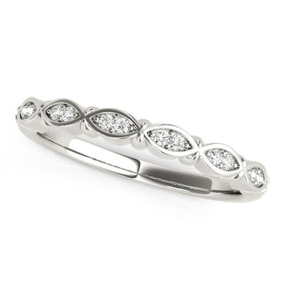 14k White Gold Unique Infinity Design Diamond Wedding Band