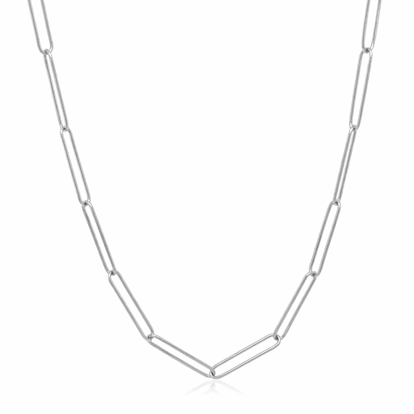 Chaîne en Papier Clip en Or Blanc 14k - Design Élégant