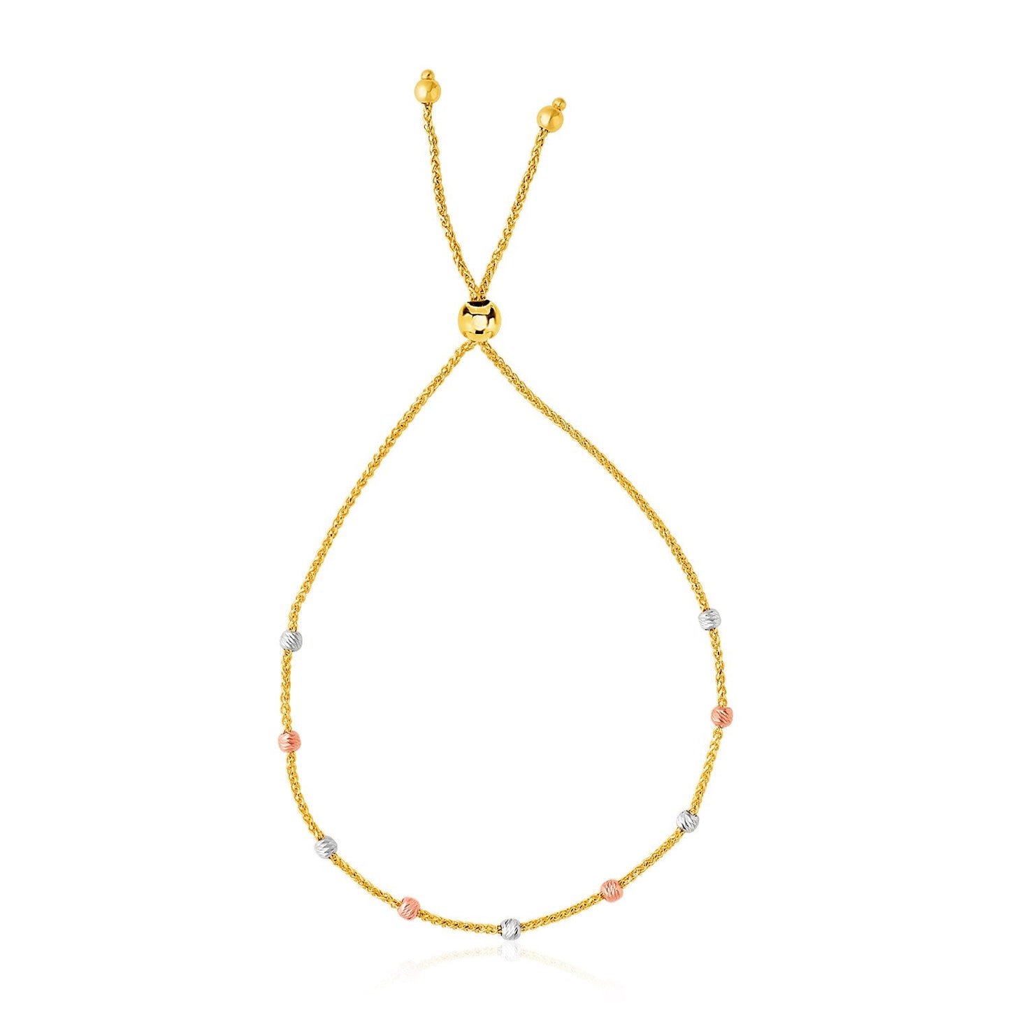 Bracelet Lariat en Or Texturé 14k Tri-Color