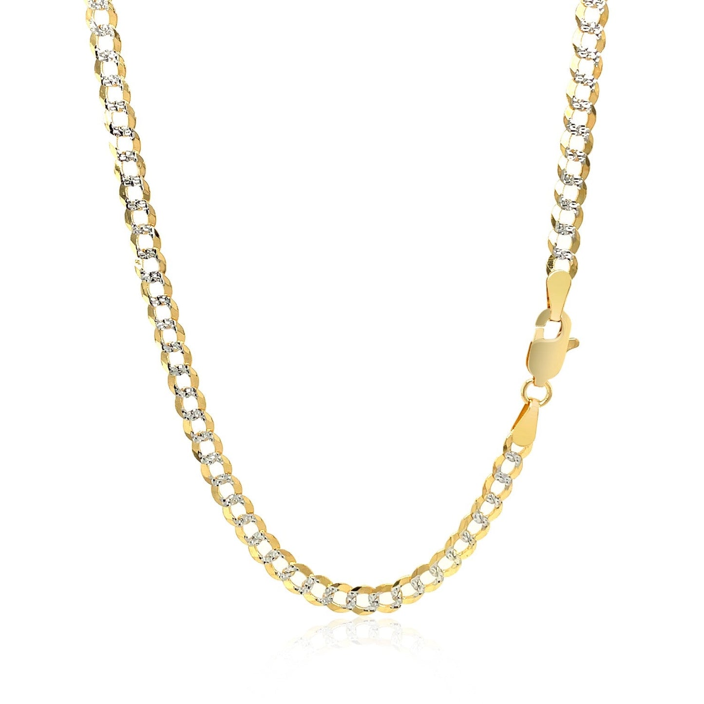 14k Two Tone Gold Pave Curb Chain - 3.6 mm