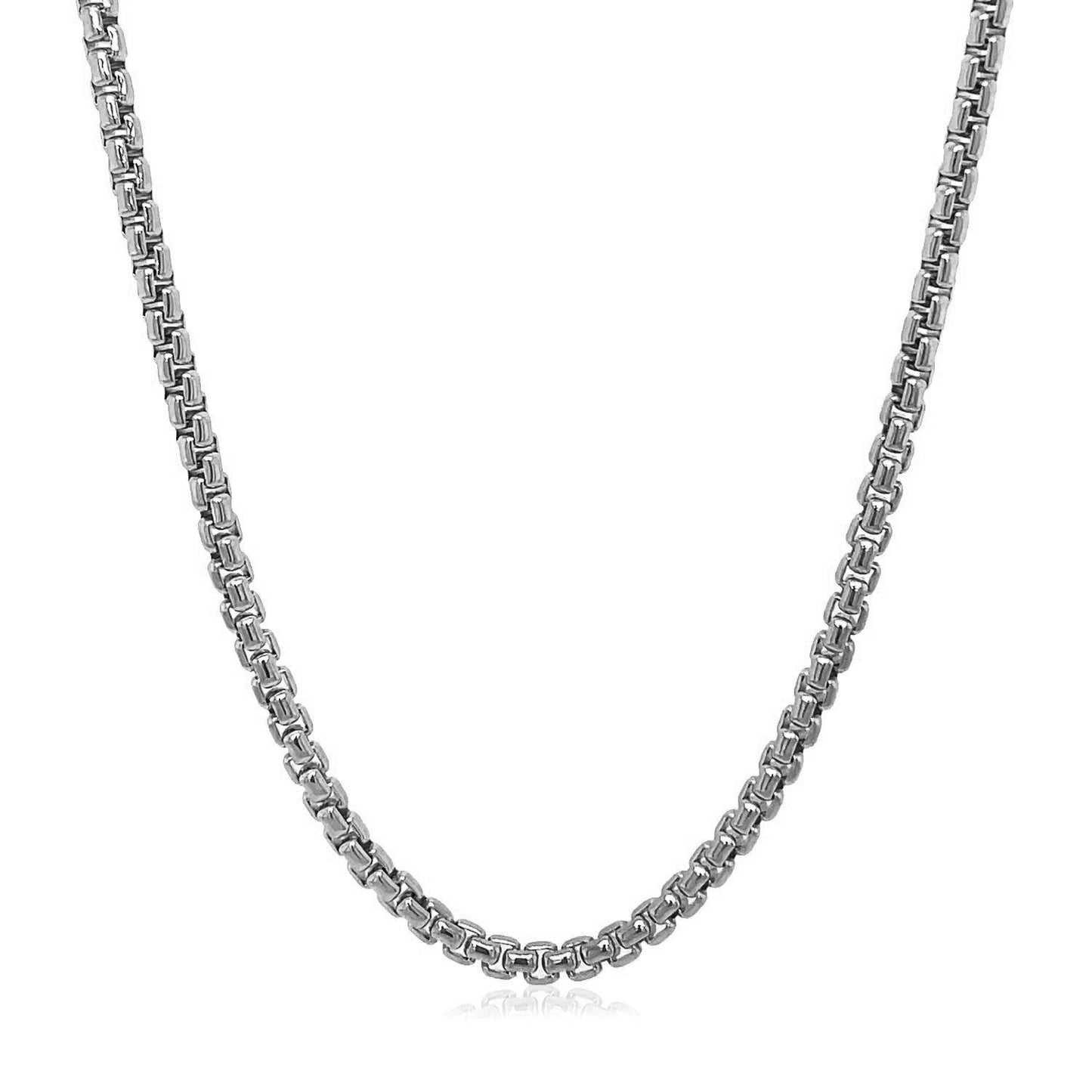 Chaîne en or blanc 14 carats solide en boîte ronde - 2,50 mm