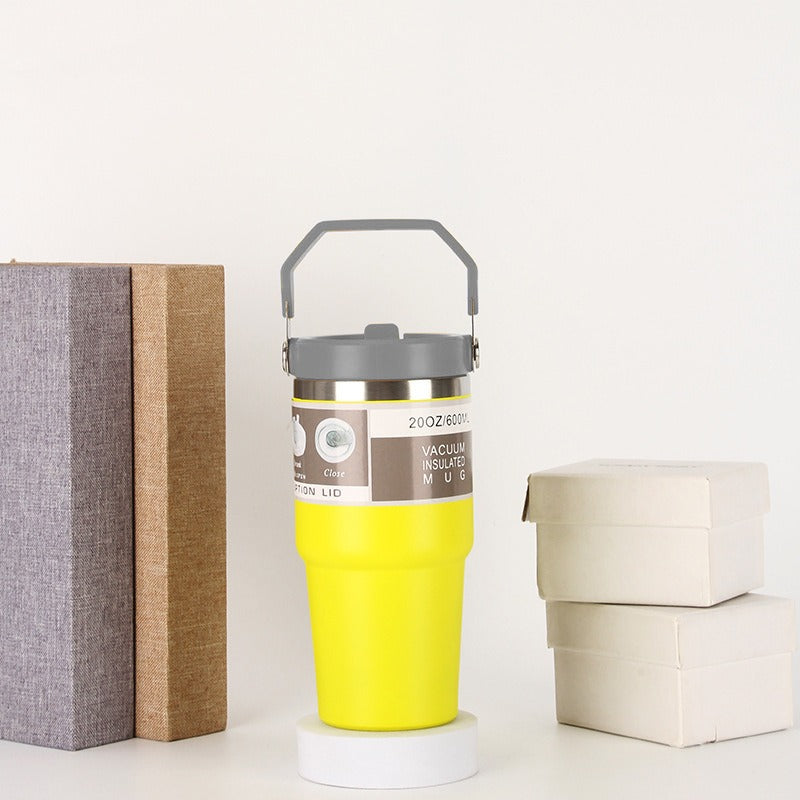 20oz30ozPortable Car Cup Stainless Steel Cup Travel Sports Water Bottle With Handle Cover Coffee Tumbler Cup - Korvel