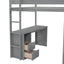 Wood Full Size Loft Bed with Wardrobes and 2-Drawer Desk with Cabinet  Gray - Korvel