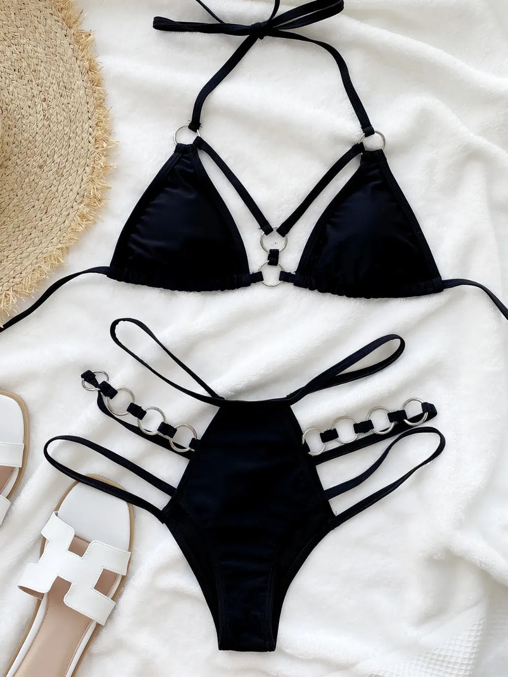 Cutout Halter Neck Two-Piece Bikini Set - Korvel