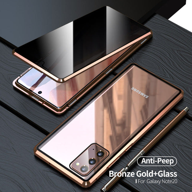 For Samsung Note20U Anti Peeping Privacy Glass Case Protect Phone Case S21Ultra Magnetic S21 Metal Cover - Korvel