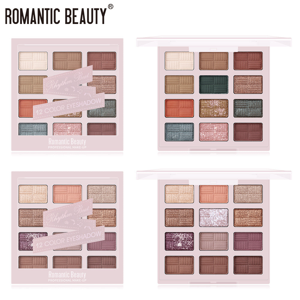 Romantic Beauty 12 Color Eye Shadow Multi Color Eye Brightening Lasting Modification Waterproof Pearl Eye Shadow Plate - Korvel