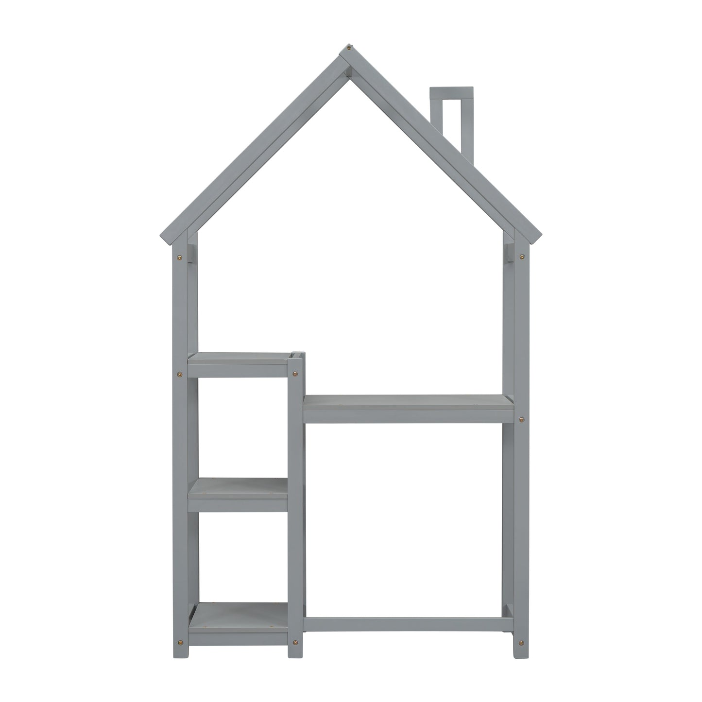 House-shaped Wooden writing Desk,Kids study Table,Bookshelf & Toy Storage,Grey - Korvel