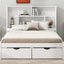 Full Size Platform Bed with Storage Headboard and 2 Drawers, White - Korvel