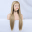 Linen Lace Front Wig Ombre Synthetic Hair Wig Middle Part Highlight Wig Long Straight Hair - Korvel