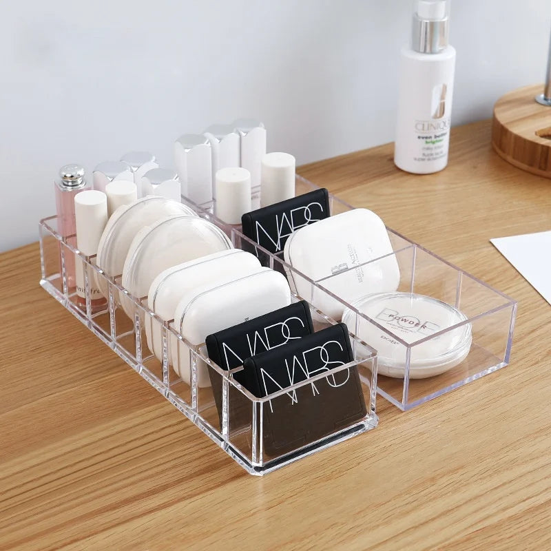 Household Transparent Divided Cosmetic Storage Box Sorting and Detachable Plastic Desktop Storage Box - Korvel