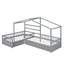 Twin Size House Platform Bed with Three Storage Drawers Gray - Korvel