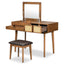 43.3" Wooden Vanity Set with Flip Mirror and Stool