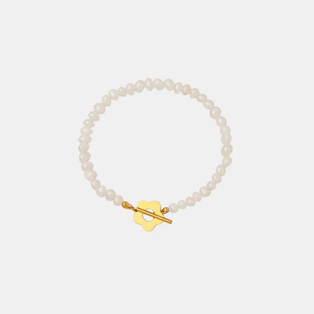 Titanium Steel Pearl Flower Bracelet - Korvel