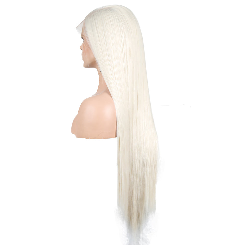 13*2. 60# Chemical Fiber Front Lace Wig Headgear Long Straight Hair Natural Hairline Wig - Korvel