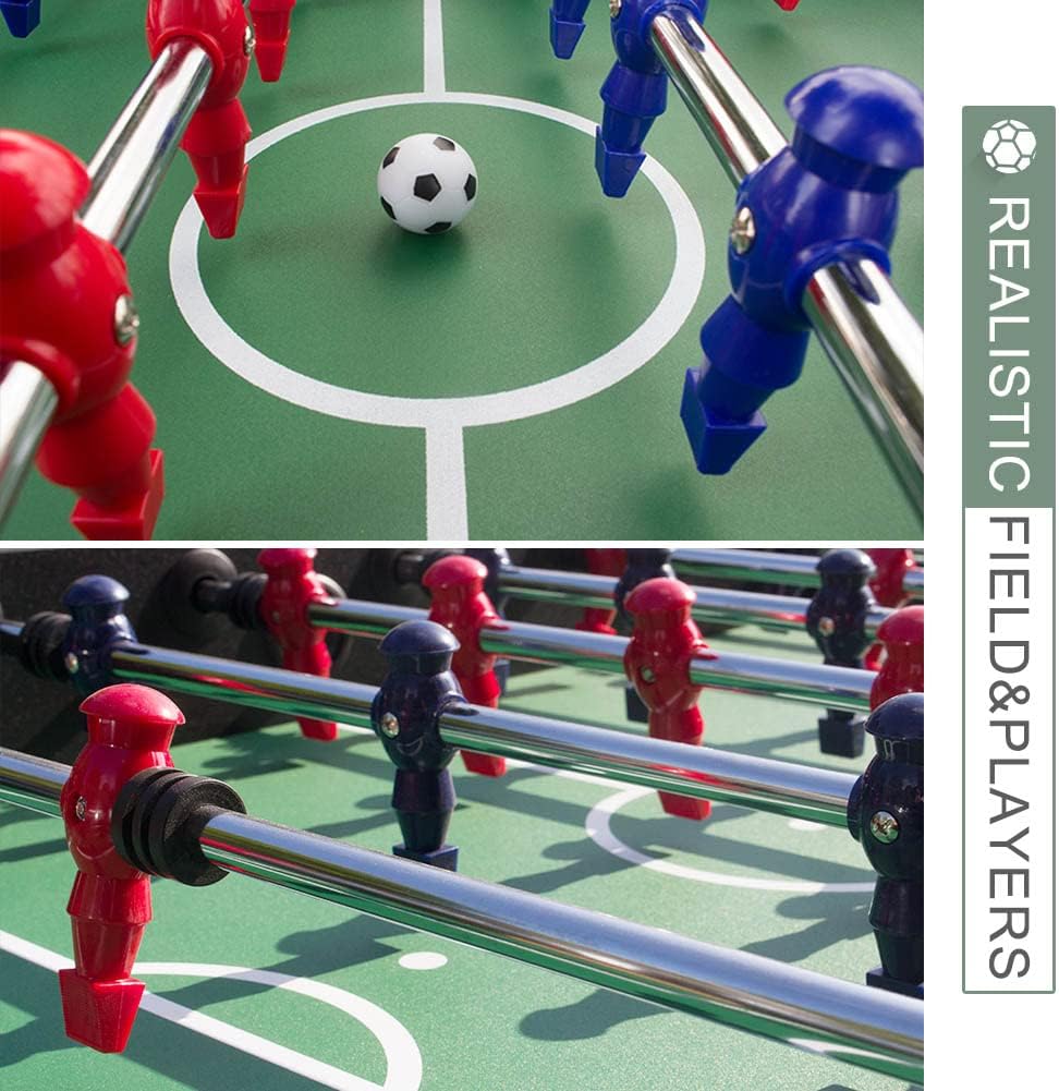 Table Soccer Arcade Game: Table Soccer Table - A match sized soccer table with 2 balls and 2 beverage racks - Korvel