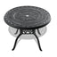 Ø39.37-inch Cast Aluminum Patio Dining Table With Black Frame and Umbrella Hole - Korvel