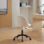 Velvet fabric office chair, mid back adjustable rotating computer chair, black legs, cushioned office chair with wheels ，White - Korvel