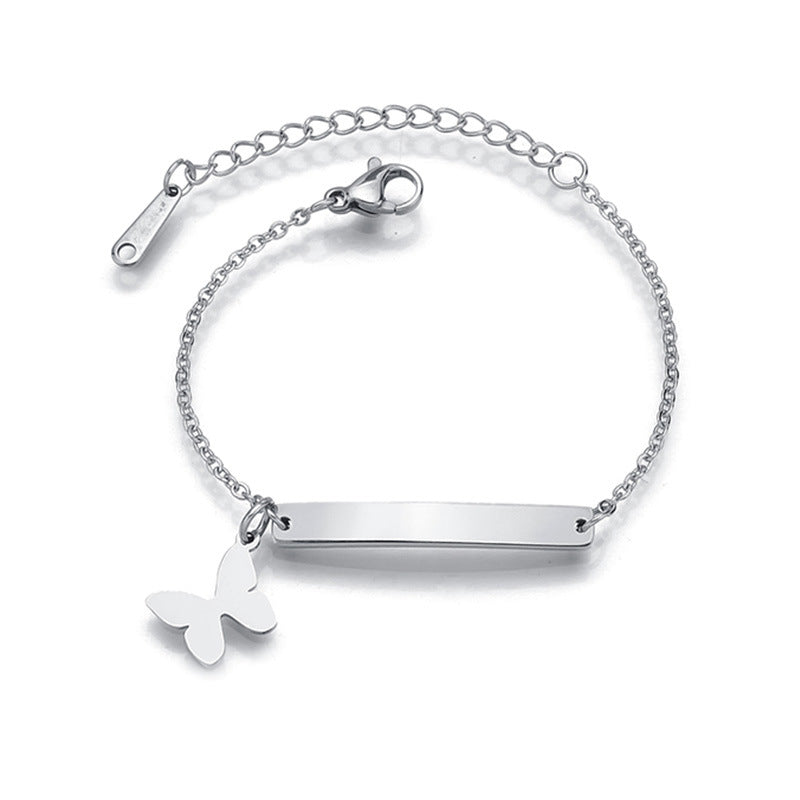 Stainless steel personalized engraved three color curved bracelet simple and personalized women's bracelet - Korvel