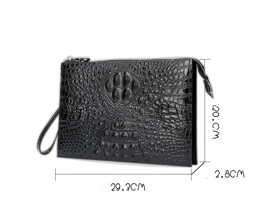 Sac sous le bras en cuir véritable crocodile pour homme A4