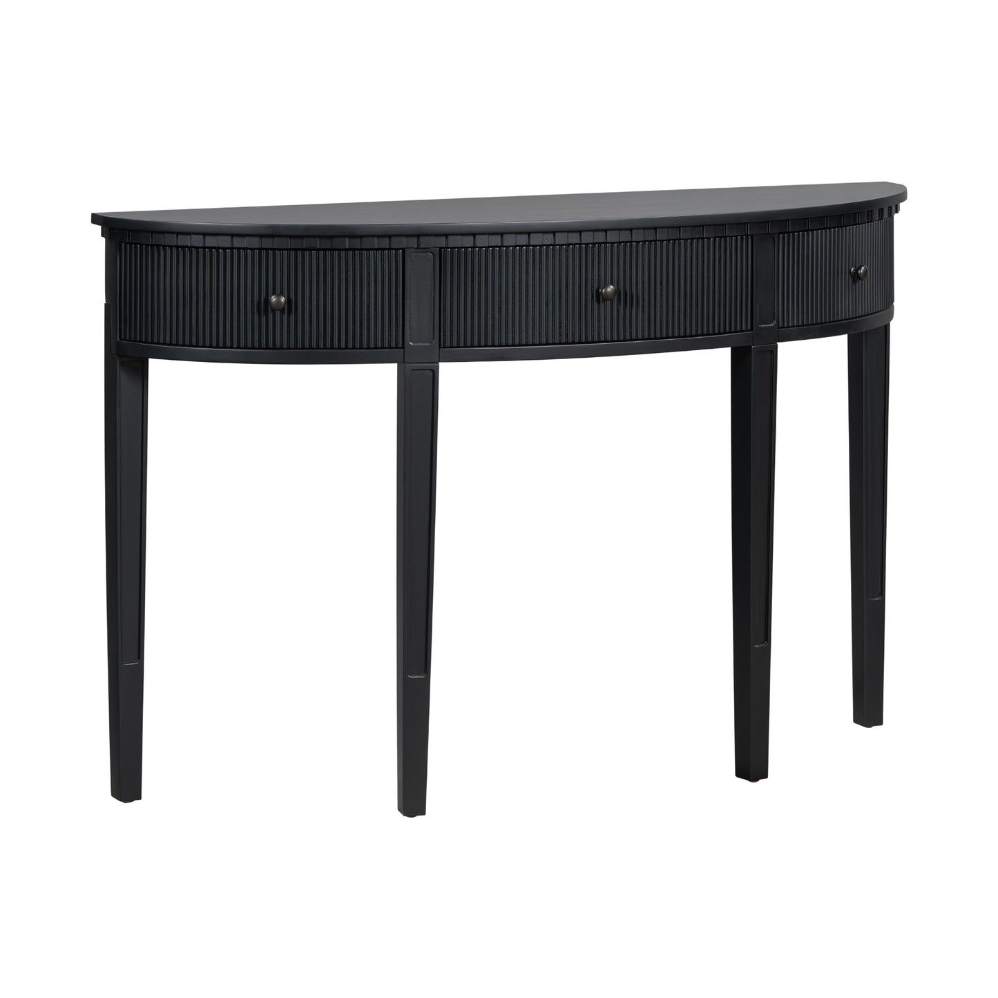U-Style Distinctive Features of Pine Veneer Console Table with Vertical Stripe Drawer Fronts and Four Legs - Korvel