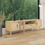 Vine TV stand with 2 cabinets and 2 open shelves, suitable for TVs under 80 inches, with solid wood legs for TV cabinets - Korvel