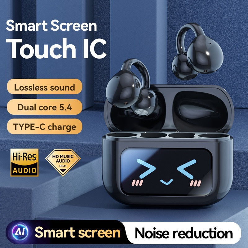 Open Ear Clip Wireless Earbuds BT 5.4 Sports Earphones Built-in Mic Fitness Headphones Waterproof Headset for Workout/Running - Korvel