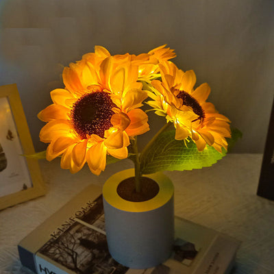 Rechargeable Sunflower LED Simulation Night Light Room Bedhead Decoration Atmosphere Light Birthday Gift for Girls - Korvel