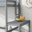 Twin High Loft Bed with Ladder landing Platform, Ladders, Guardrails,Grey - Korvel