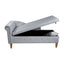 Chaise longue en velours gris avec rangement et coussin