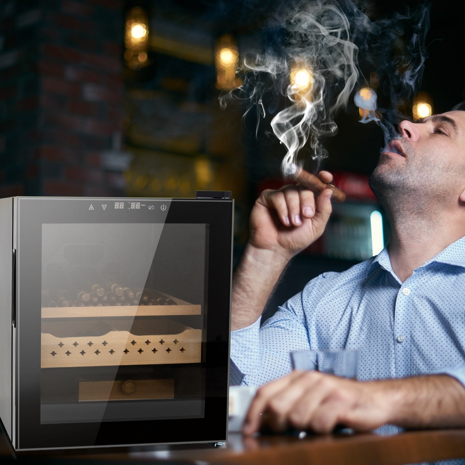 50L Cigar Humidors with 3-IN-1 Cooling, Heating & Humidity Control, 250 Counts Capacity Cigar Humidor Humidifiers with Constant Temperature Controller - Korvel